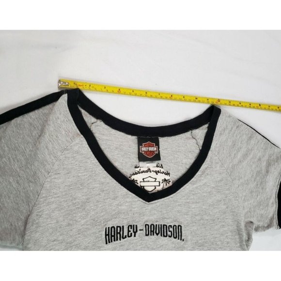 Harley Davidson Women's Size L Basic  Gray Cotton V-Neck HD Biker Shirt - Picture 4 of 8